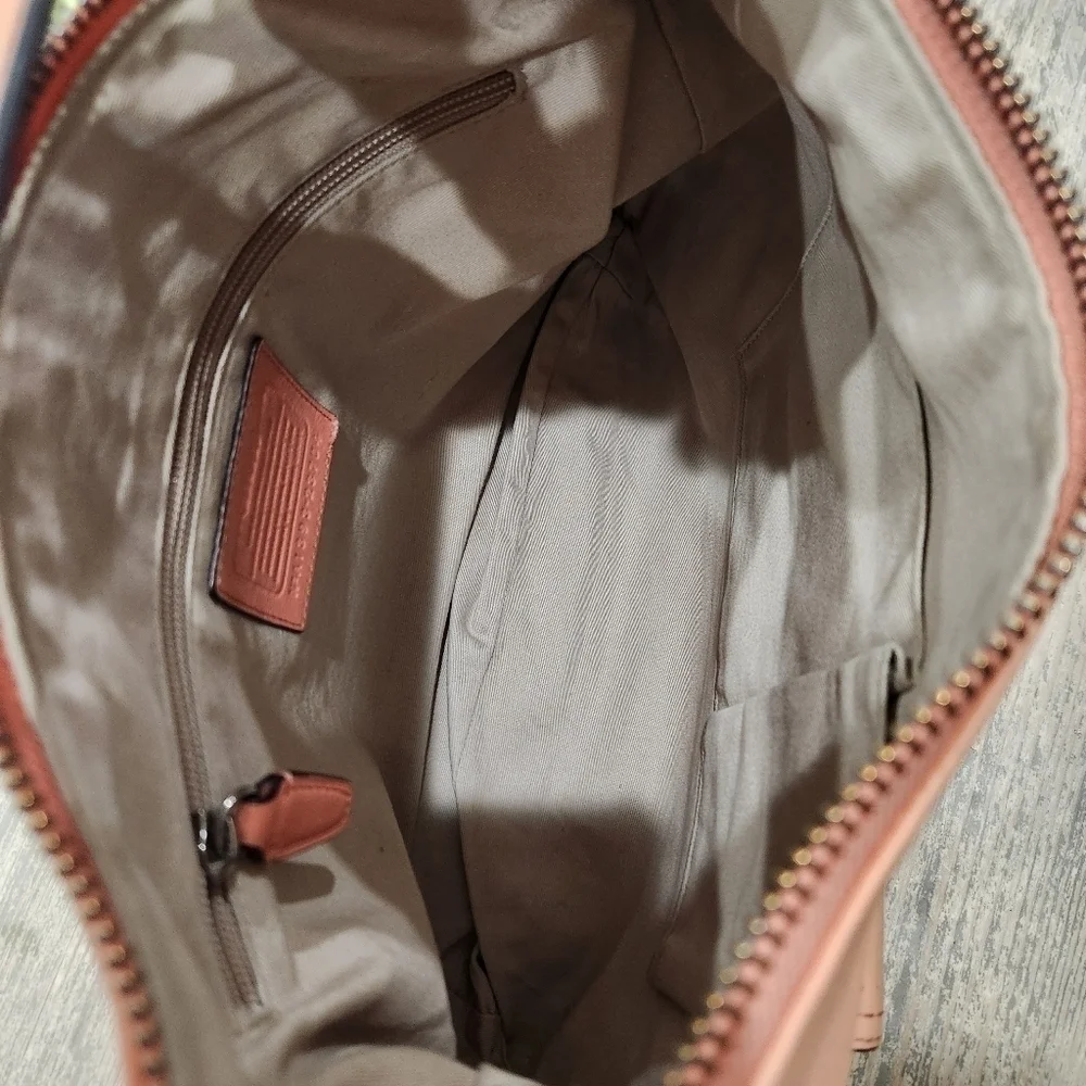 COACH Salmon Peach Perforated Leather Crossbody Shoulder Bag,Women's OS